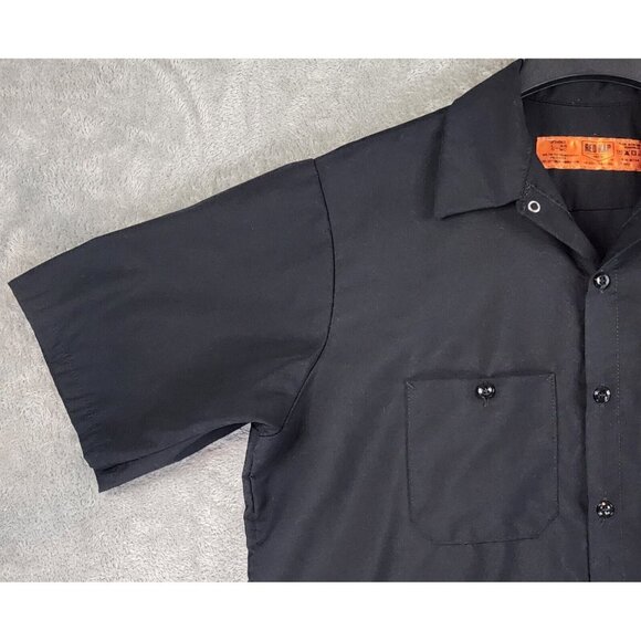 Red Kap Shirt Mens Large Black Above Ground Pizza Logo Button Up Short Sleeve - Picture 10 of 10